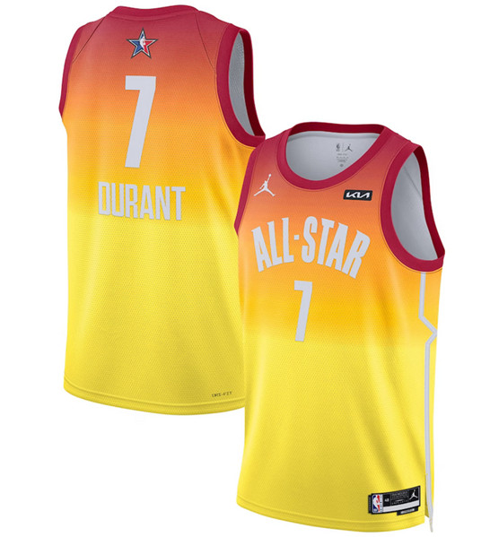 Men's 2023 All-Star #7 Kevin Durant Orange Game Swingman Stitched Basketball Jersey
